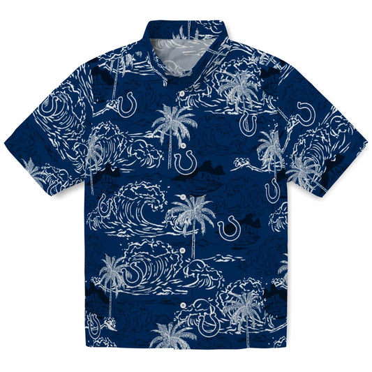 Indianapolis Colts Hawaiian Shirt - Wave Palm | Moonbestprint