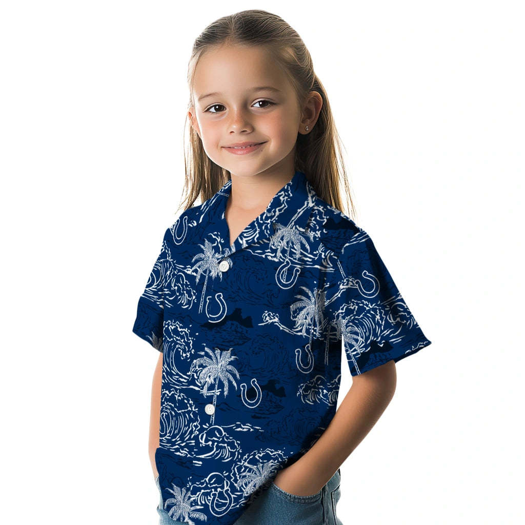 Indianapolis Colts Hawaiian Shirt - Wave Palm | Moonbestprint
