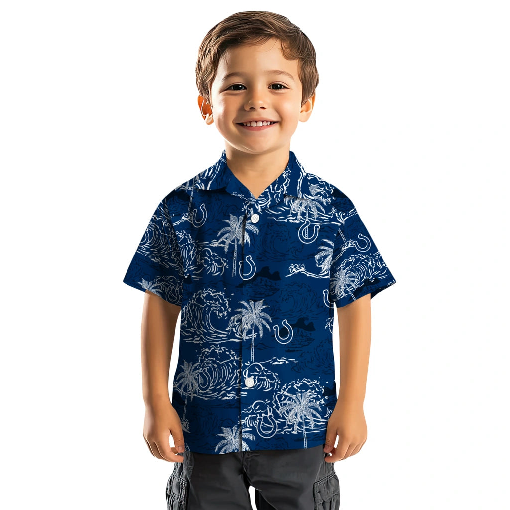 Indianapolis Colts Hawaiian Shirt - Wave Palm | Moonbestprint