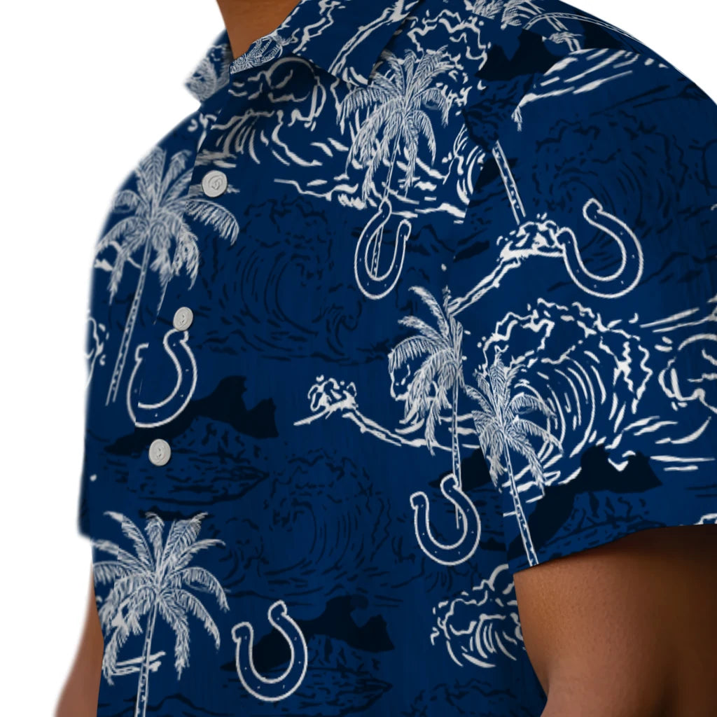 Indianapolis Colts Hawaiian Shirt - Wave Palm | Moonbestprint
