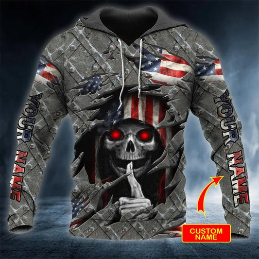 Inside United States Skull Custom 3D All Over Print Hoodie -Moonbestprint