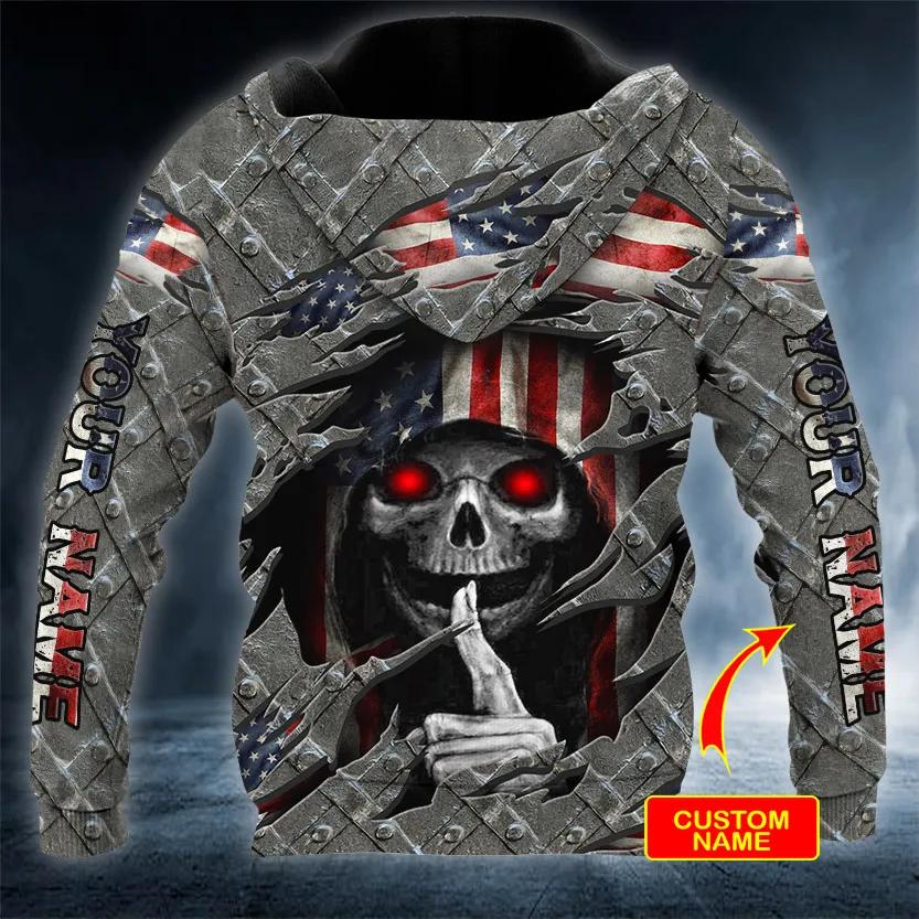 Inside United States Skull Custom 3D All Over Print Hoodie -Moonbestprint