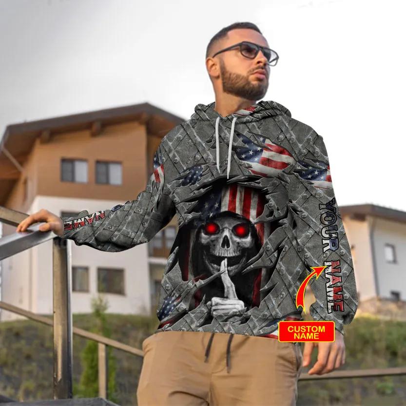 Inside United States Skull Custom 3D All Over Print Hoodie -Moonbestprint