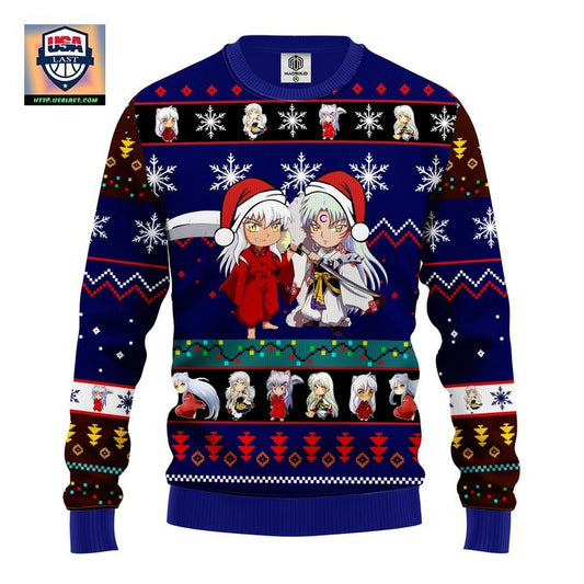 Inuyasha Ugly Christmas Sweater Blue 1 Amazing Gift Idea Thanksgiving Gift ? Usalast
