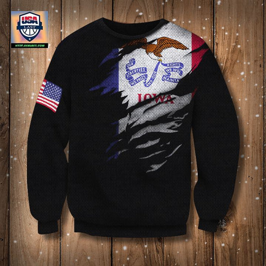 Iowa Flag And Us Flag Logo Sweater Iowa State Flag Sweater Pride Gift Iowa State Gift ? Usalast