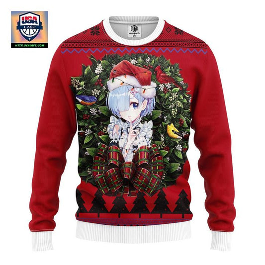 Isekai Rezero Starting Life In Another World Anime Noel Mc Ugly Christmas Sweater Thanksgiving Gift ? Usalast