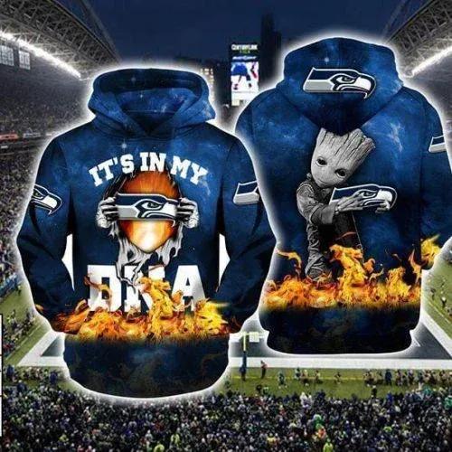 Its My Seattle Seahawks Dna Groot NFL 3D All Over Print Hoodie -Moonbestprint