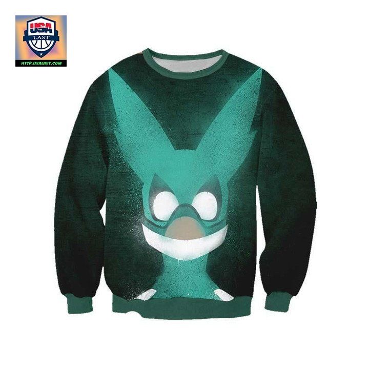 Izuku Midoriya Green Costume Sweater ? My Hero Academia 3D Printed Sweater ? Usalast