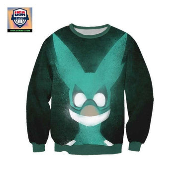 Izuku Midoriya Green Costume Sweater ? My Hero Academia 3D Printed Sweater ? Usalast
