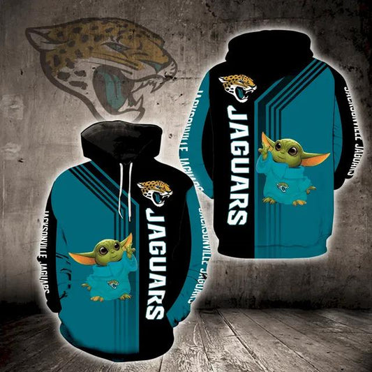 Jacksonville Jaguars Baby Yoda NFL 3D All Over Print Hoodie -Moonbestprint