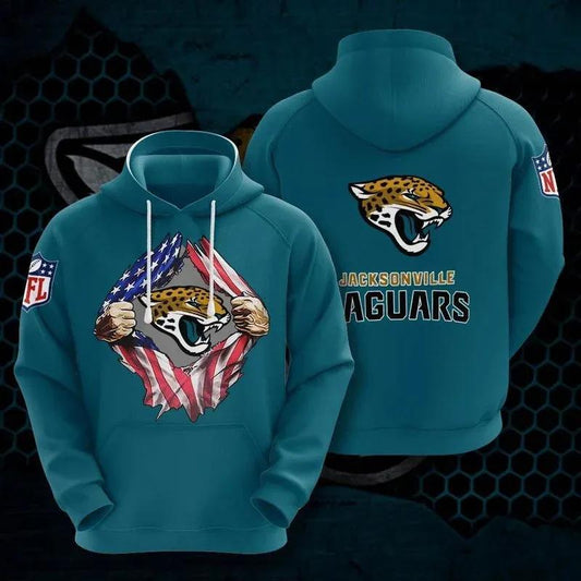 Jacksonville Jaguars Blood Inside Me Heart NFL 3D All Over Print Hoodie -Moonbestprint