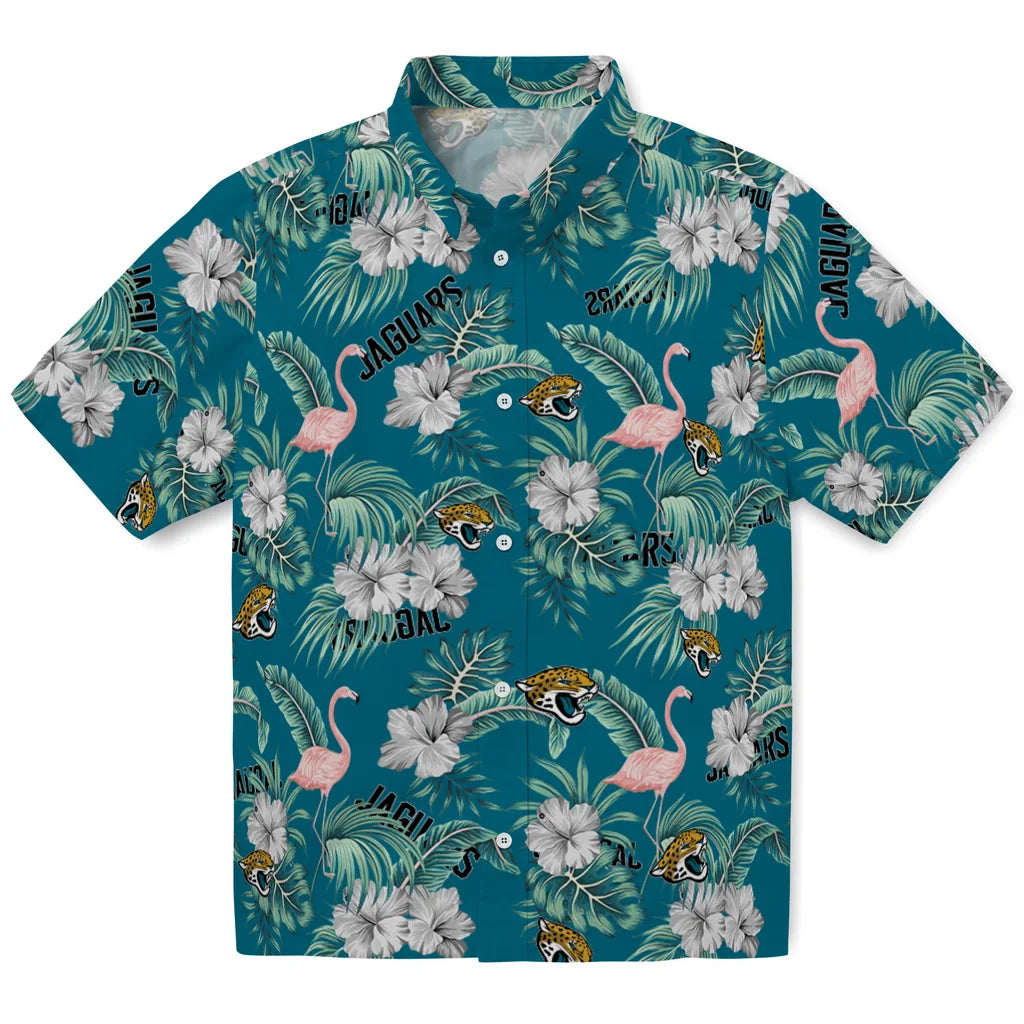 Jacksonville Jaguars Hawaiian Shirt - Flamingo and Hibiscus | Moonbestprint