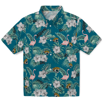 Jacksonville Jaguars Hawaiian Shirt - Flamingo and Hibiscus | Moonbestprint