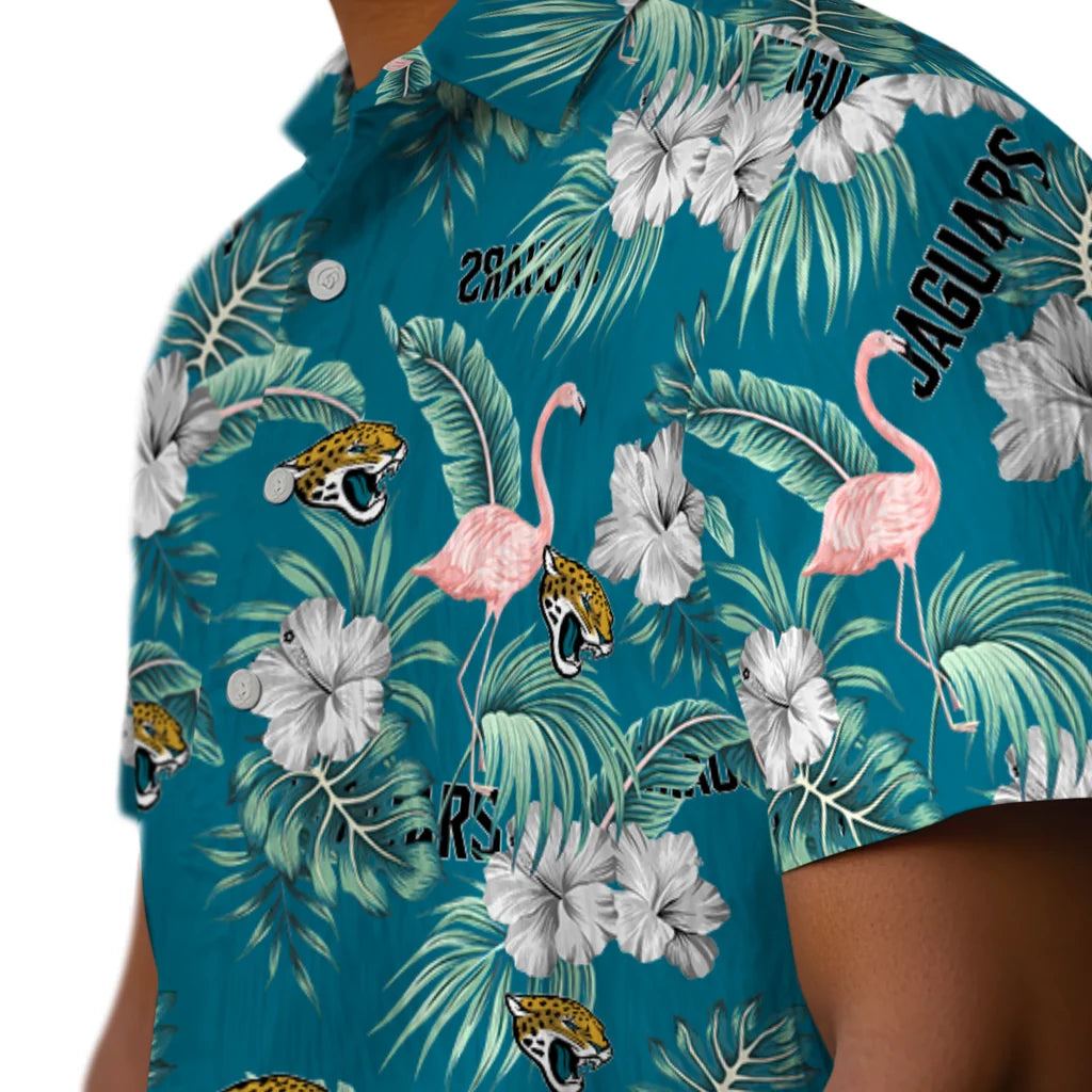 Jacksonville Jaguars Hawaiian Shirt - Flamingo and Hibiscus | Moonbestprint