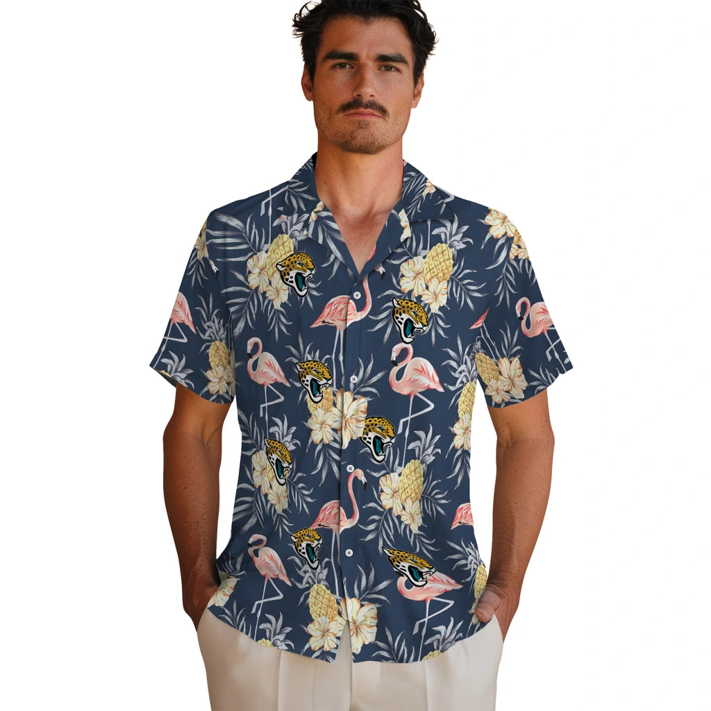 Jacksonville Jaguars Hawaiian Shirt - Flamingo Hibiscus | Moonbestprint