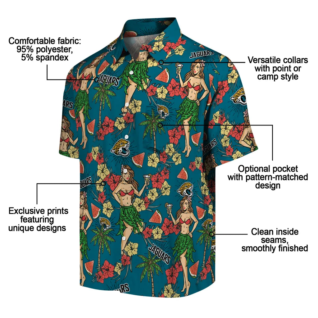 Jacksonville Jaguars Hawaiian Shirt - Hawaiian Girls Design | Moonbestprint
