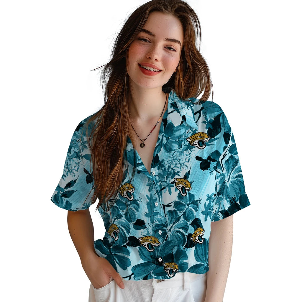 Jacksonville Jaguars Hawaiian Shirt - Hibiscus Arrangement | Moonbestprint
