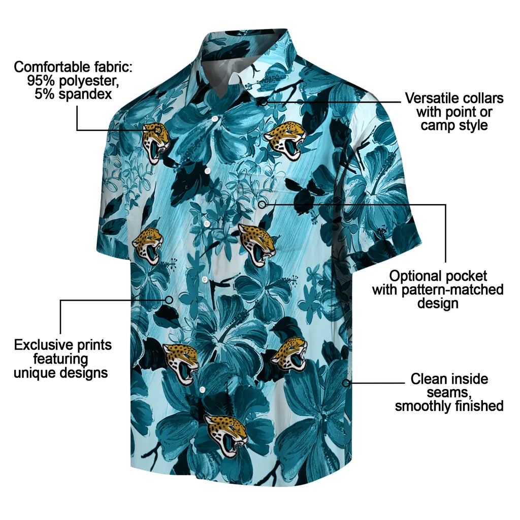 Jacksonville Jaguars Hawaiian Shirt - Hibiscus Arrangement | Moonbestprint