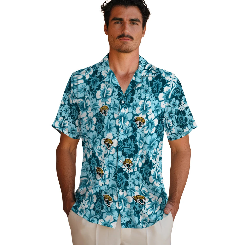 Jacksonville Jaguars Hawaiian Shirt - Hibiscus Blooms | Moonbestprint