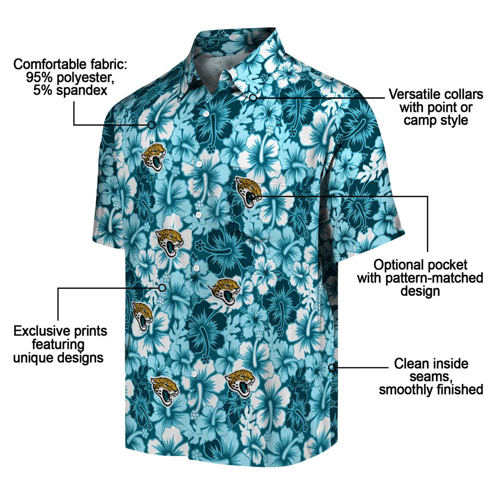 Jacksonville Jaguars Hawaiian Shirt - Hibiscus Blooms | Moonbestprint
