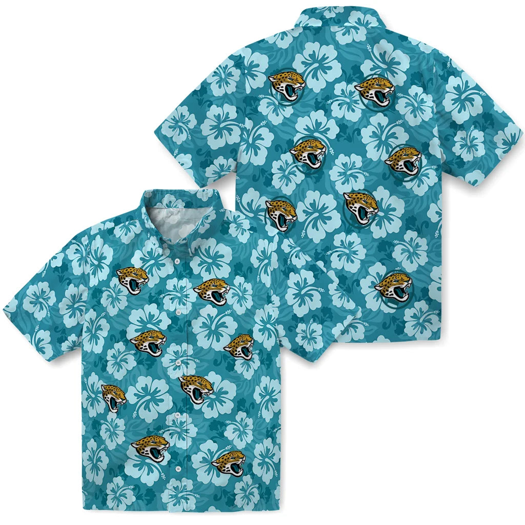 Jacksonville Jaguars Hawaiian Shirt - Hibiscus Cluster | Moonbestprint