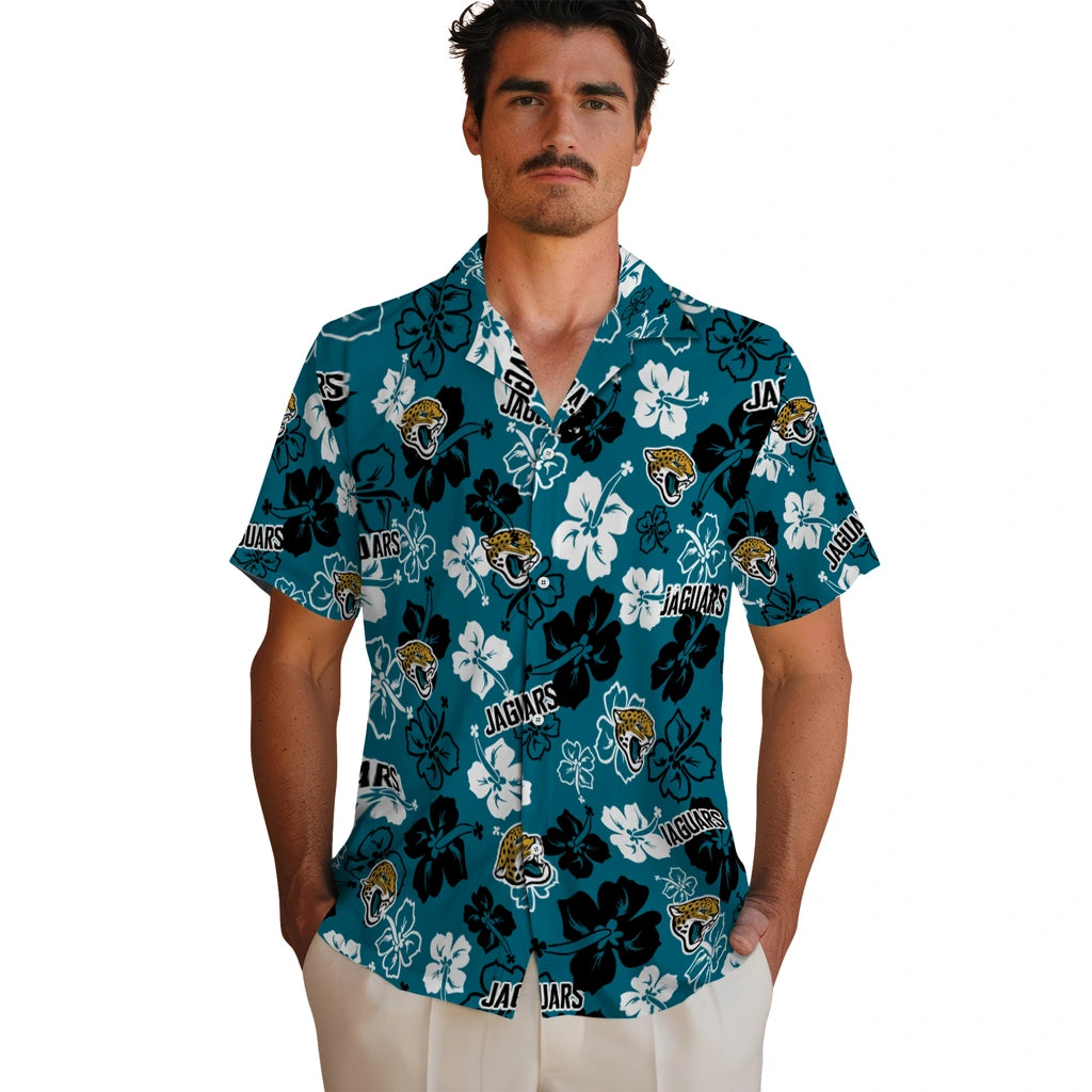 Jacksonville Jaguars Hawaiian Shirt - Hibiscus Flower Design | Moonbestprint