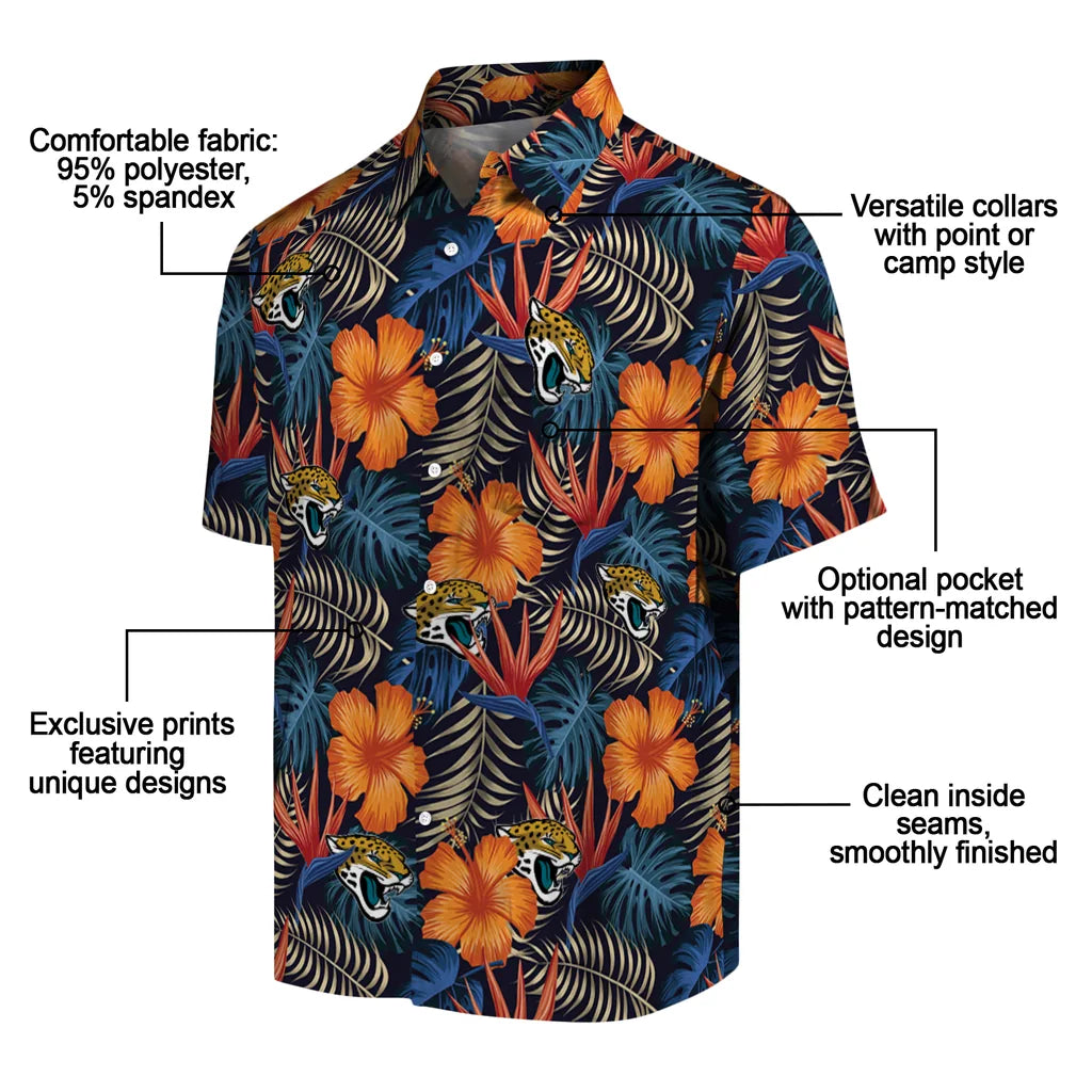 Jacksonville Jaguars Hawaiian Shirt - Hibiscus Foliage | Moonbestprint