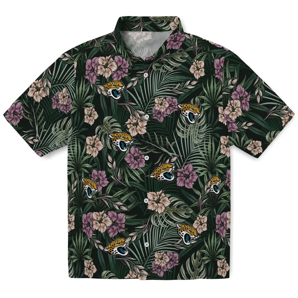 Jacksonville Jaguars Hawaiian Shirt - Hibiscus Leaves Pattern | Moonbestprint