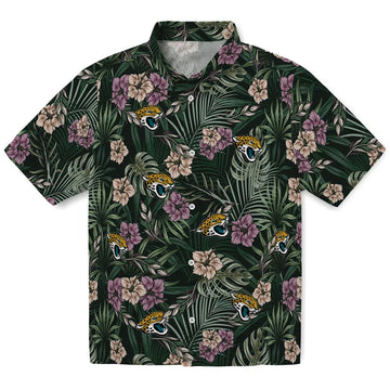 Jacksonville Jaguars Hawaiian Shirt - Hibiscus Leaves Pattern | Moonbestprint