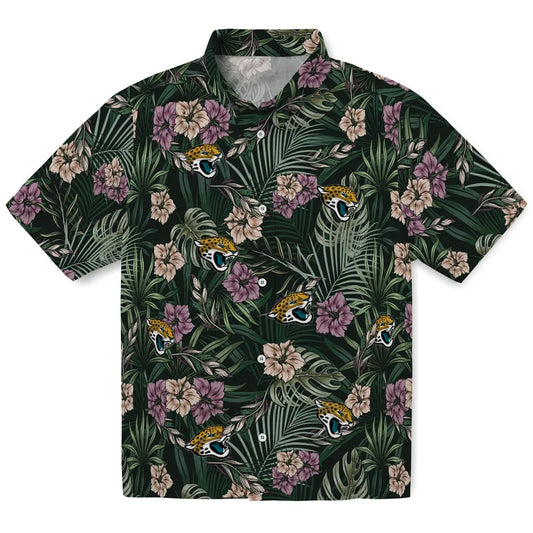 Jacksonville Jaguars Hawaiian Shirt - Hibiscus Leaves Pattern | Moonbestprint