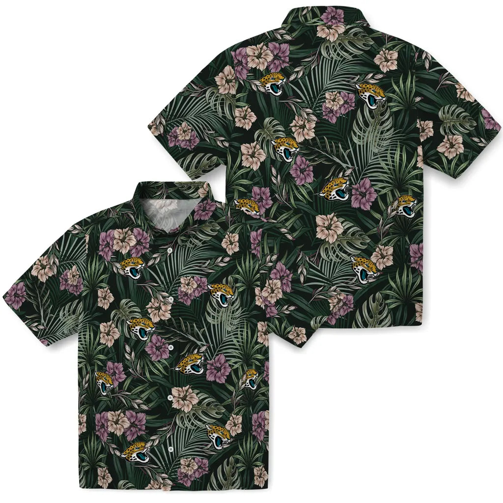 Jacksonville Jaguars Hawaiian Shirt - Hibiscus Leaves Pattern | Moonbestprint