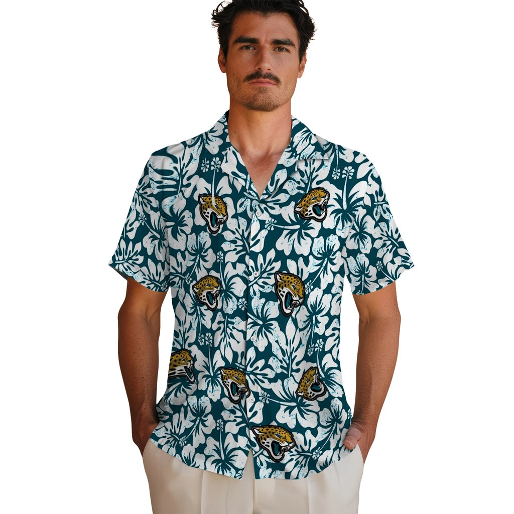 Jacksonville Jaguars Hawaiian Shirt - Hibiscus Motif | Moonbestprint