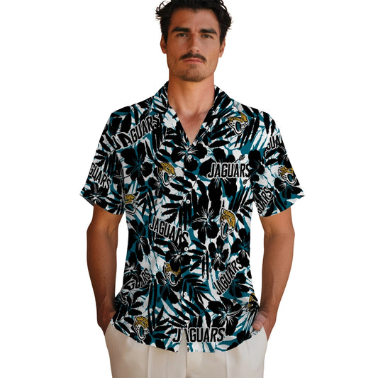 Jacksonville Jaguars Hawaiian Shirt - Hibiscus Overlay | Moonbestprint