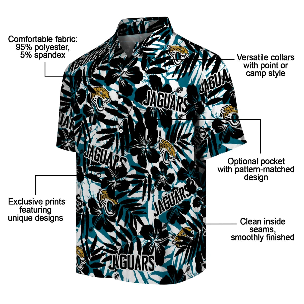 Jacksonville Jaguars Hawaiian Shirt - Hibiscus Overlay | Moonbestprint