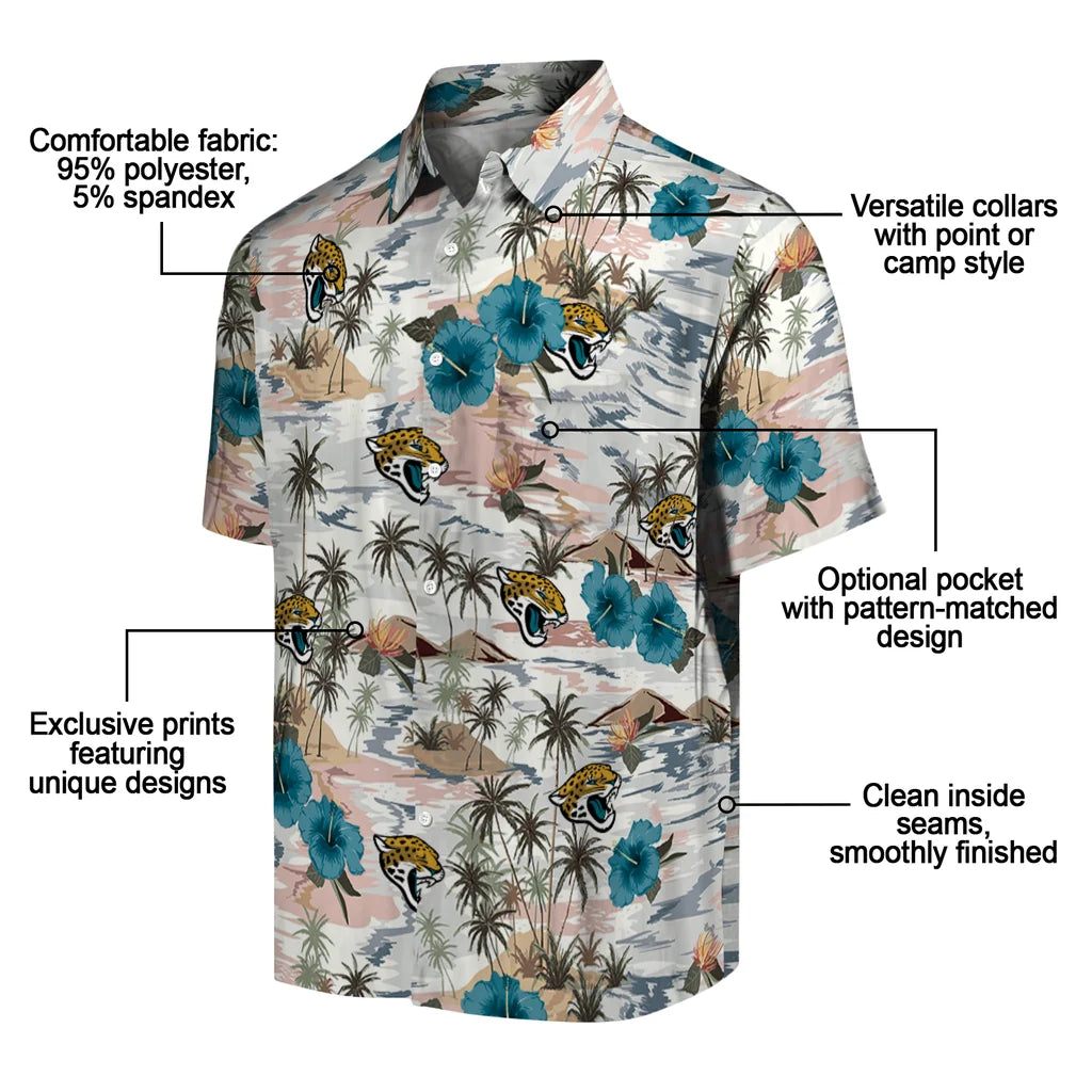 Jacksonville Jaguars Hawaiian Shirt - Hibiscus Seaside | Moonbestprint
