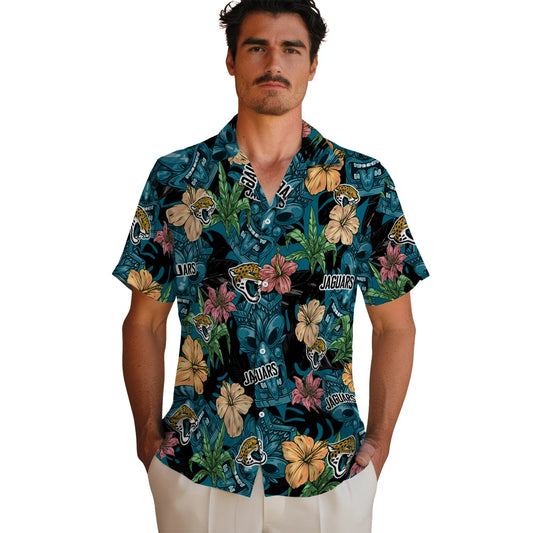 Jacksonville Jaguars Hawaiian Shirt - Hibiscus Tiki Jungle | Moonbestprint