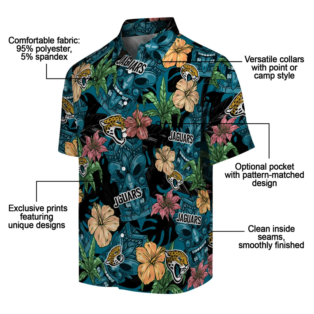 Jacksonville Jaguars Hawaiian Shirt - Hibiscus Tiki Jungle | Moonbestprint