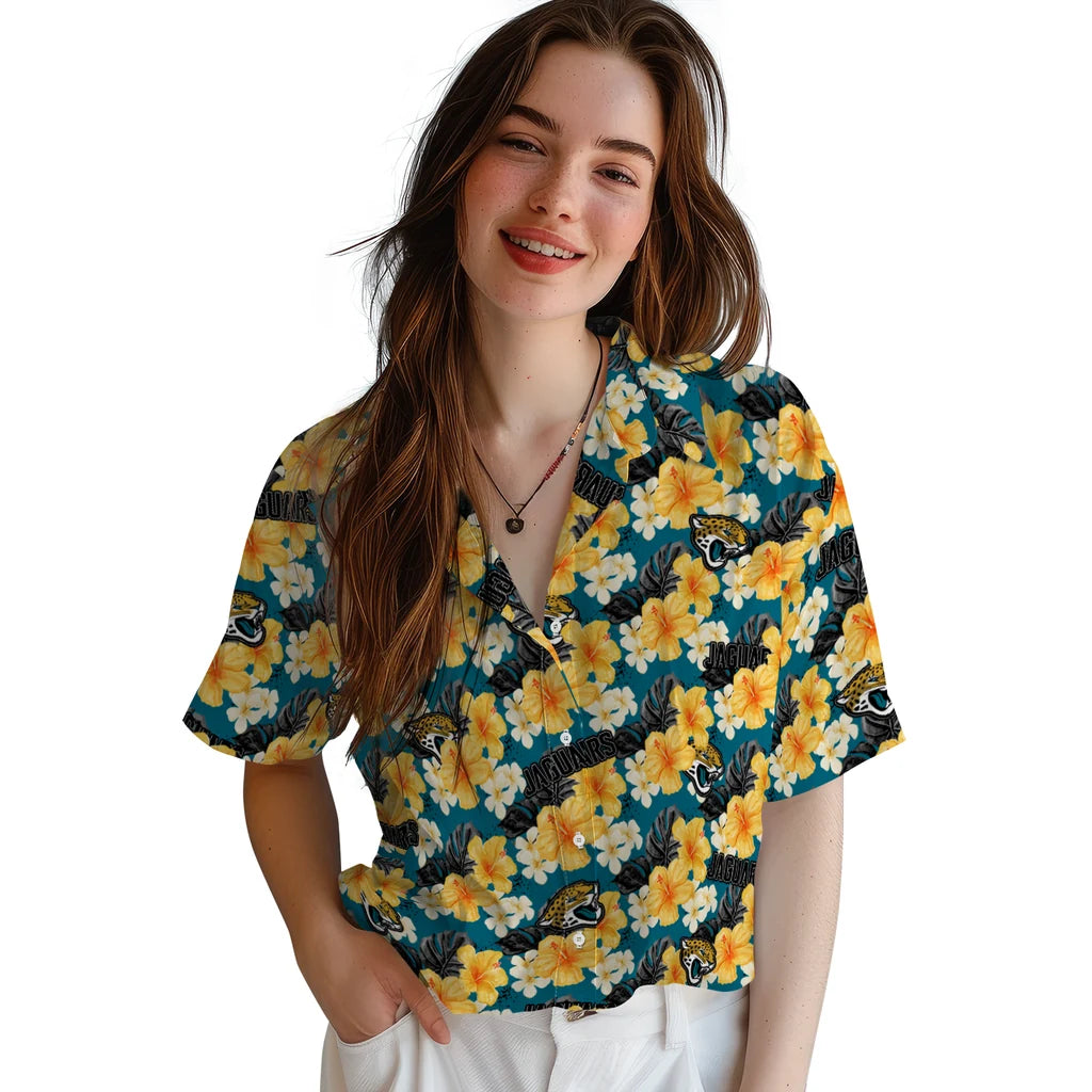 Jacksonville Jaguars Hawaiian Shirt - Hibiscus Tropics | Moonbestprint