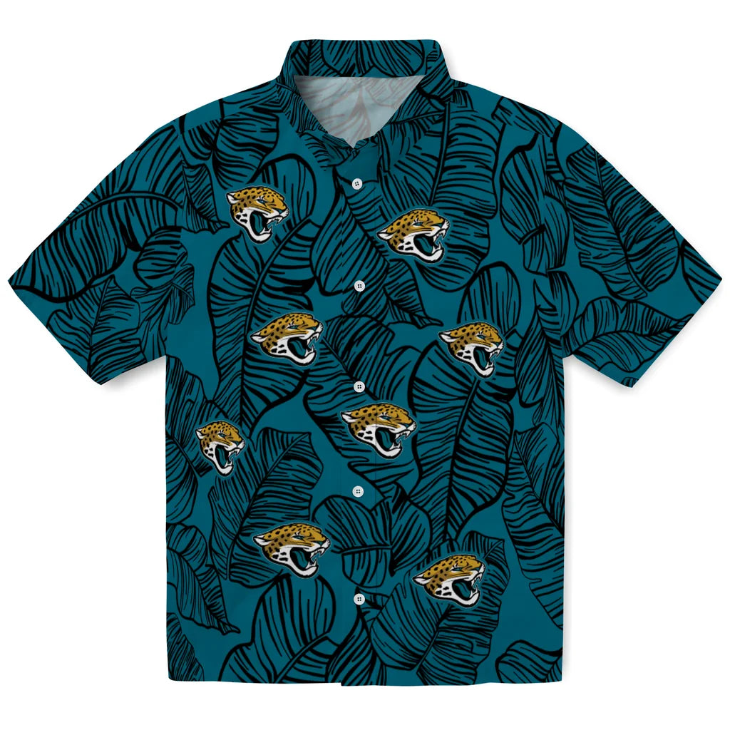 Jacksonville Jaguars Hawaiian Shirt - Leaf Outline | Moonbestprint