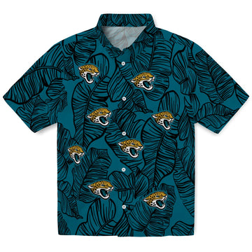 Jacksonville Jaguars Hawaiian Shirt - Leaf Outline | Moonbestprint