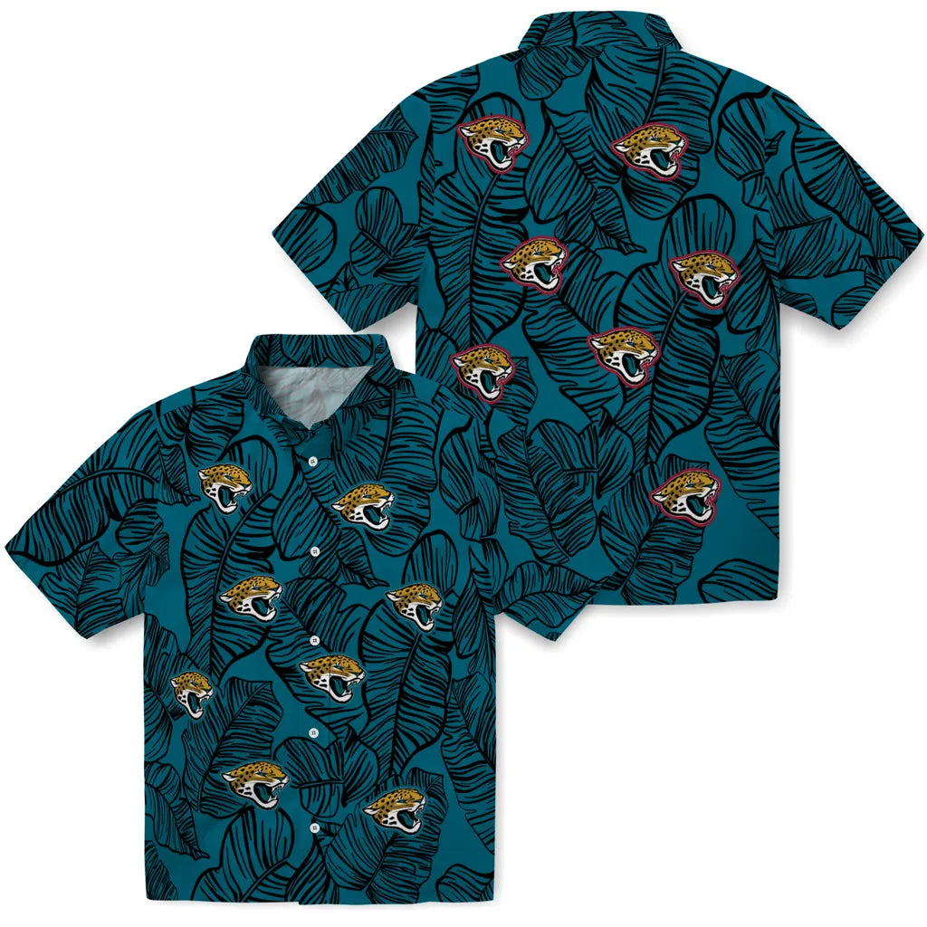 Jacksonville Jaguars Hawaiian Shirt - Leaf Outline | Moonbestprint