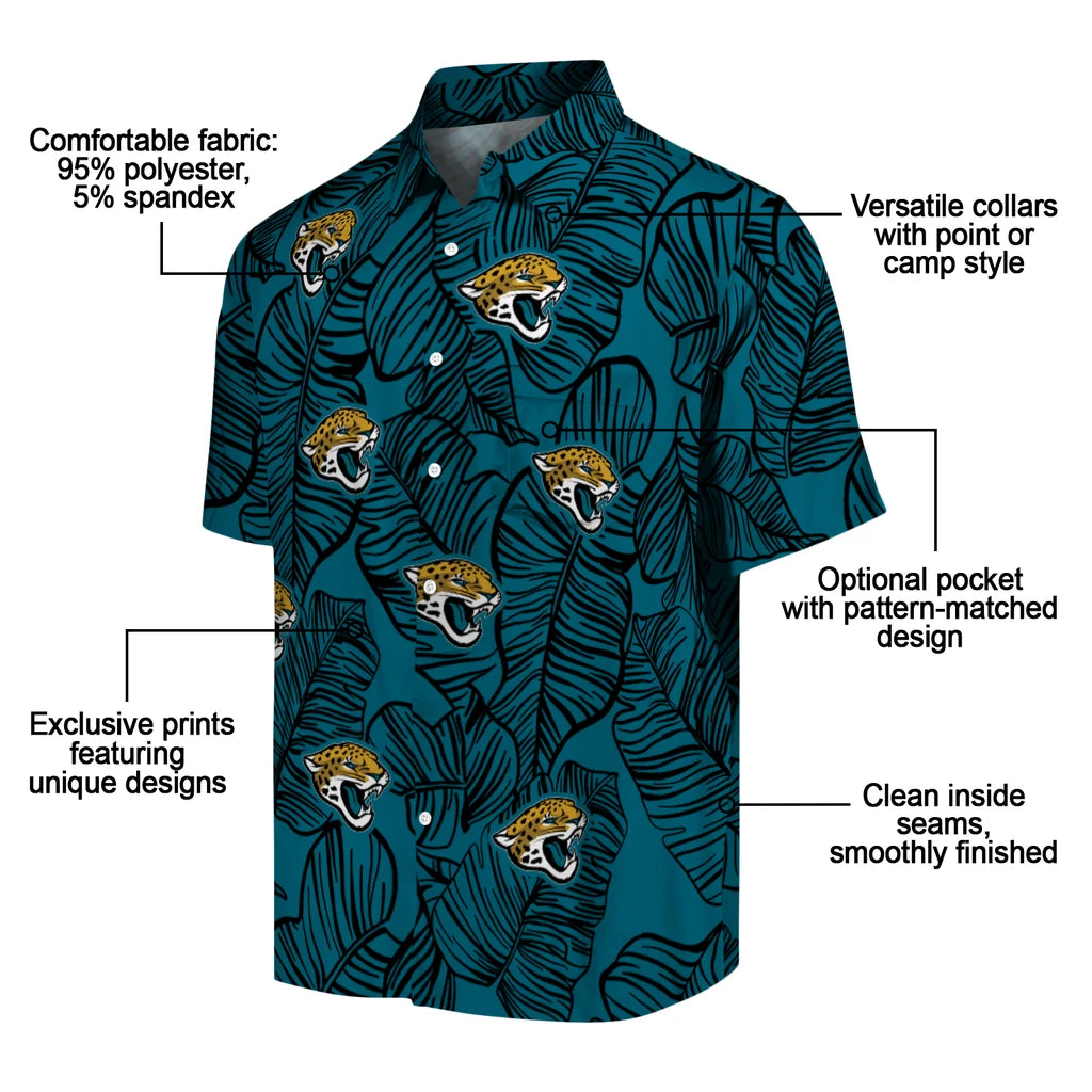 Jacksonville Jaguars Hawaiian Shirt - Leaf Outline | Moonbestprint