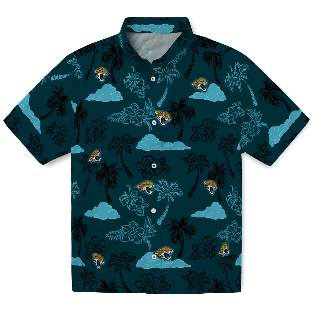 Jacksonville Jaguars Hawaiian Shirt - Palm And Clouds | Moonbestprint