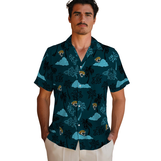 Jacksonville Jaguars Hawaiian Shirt - Palm And Clouds | Moonbestprint
