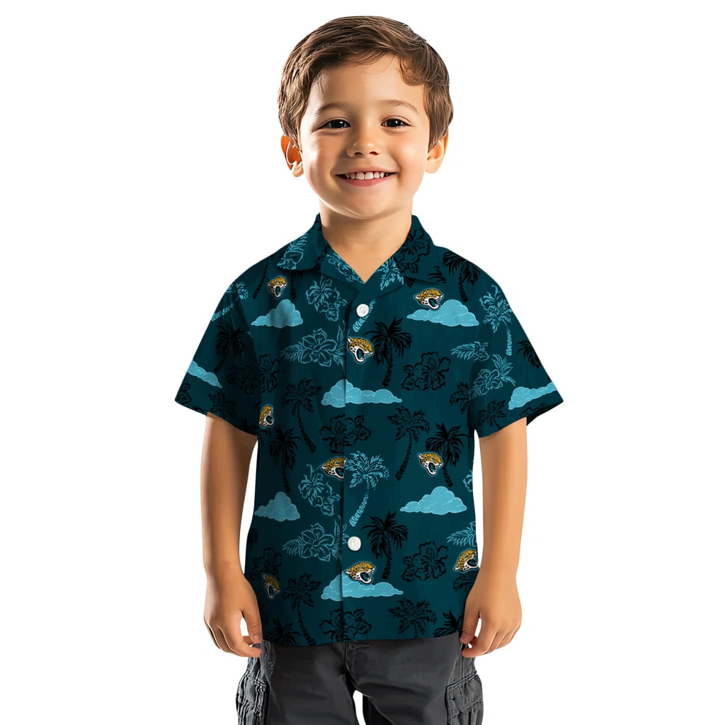 Jacksonville Jaguars Hawaiian Shirt - Palm And Clouds | Moonbestprint