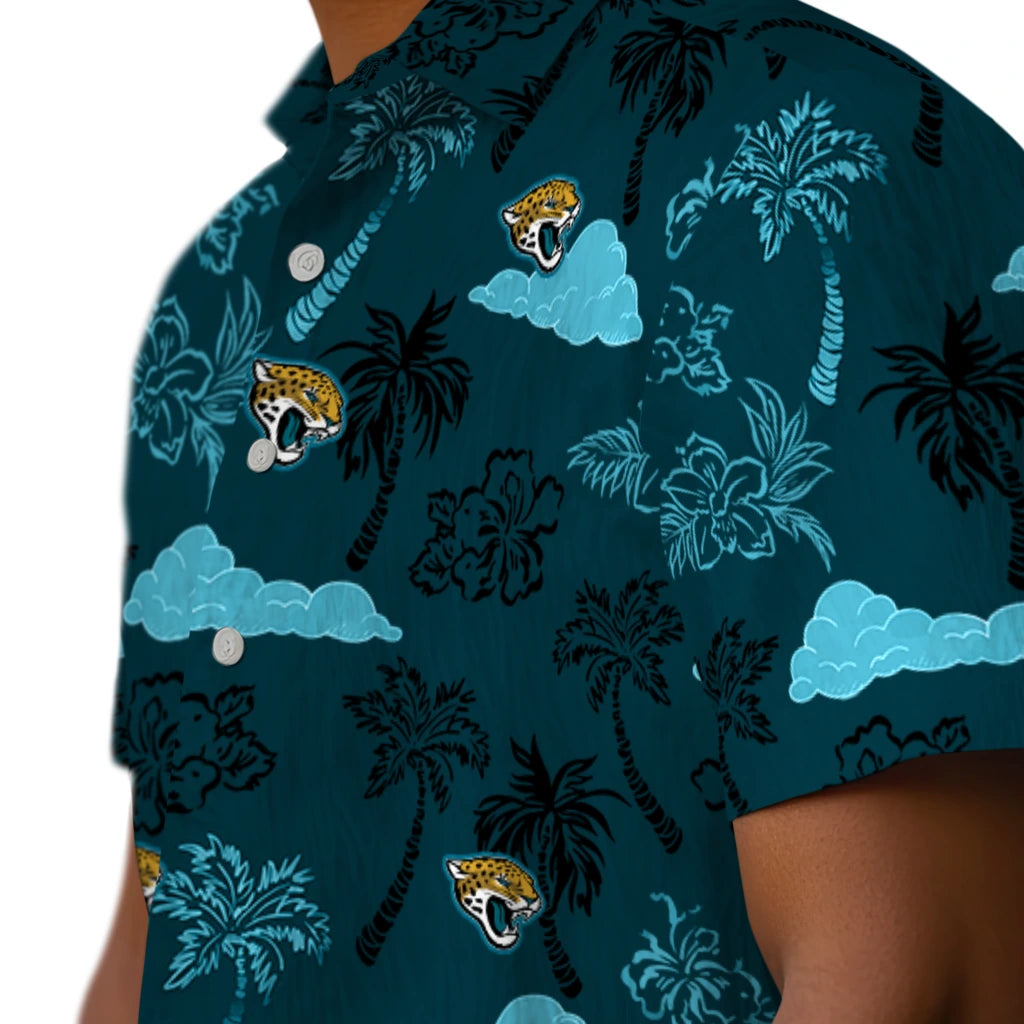 Jacksonville Jaguars Hawaiian Shirt - Palm And Clouds | Moonbestprint