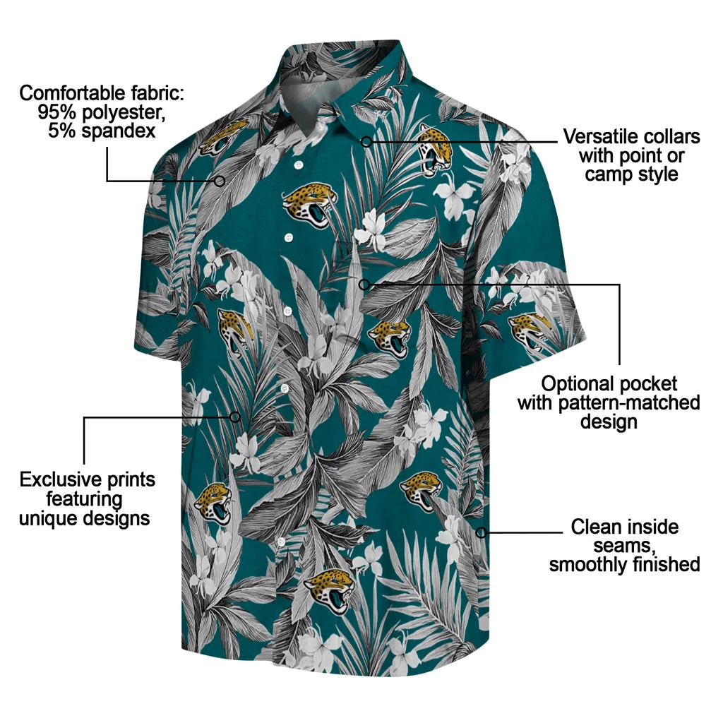 Jacksonville Jaguars Hawaiian Shirt - Palm Leaves | Moonbestprint