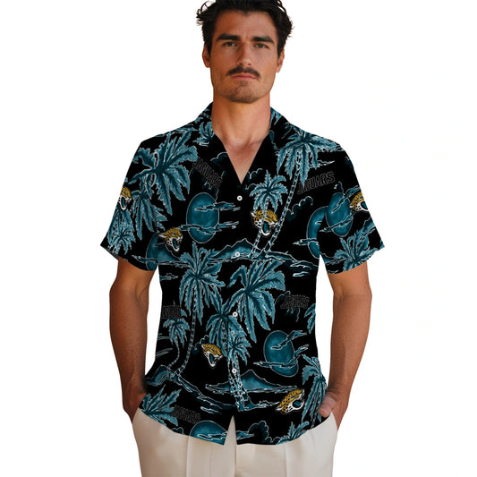 Jacksonville Jaguars Hawaiian Shirt - Palm Sunset | Moonbestprint