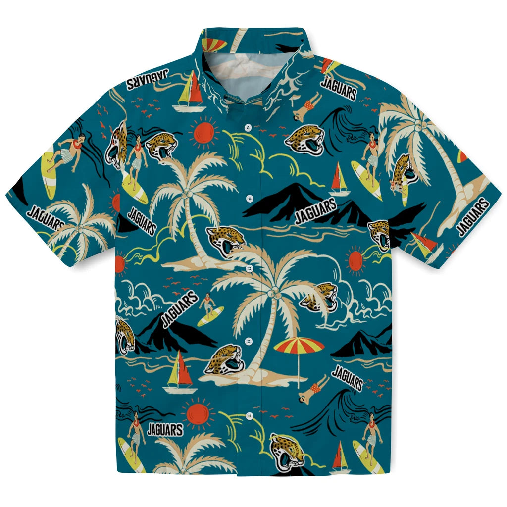 Jacksonville Jaguars Hawaiian Shirt - Palm Tree Island | Moonbestprint