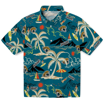Jacksonville Jaguars Hawaiian Shirt - Palm Tree Island | Moonbestprint